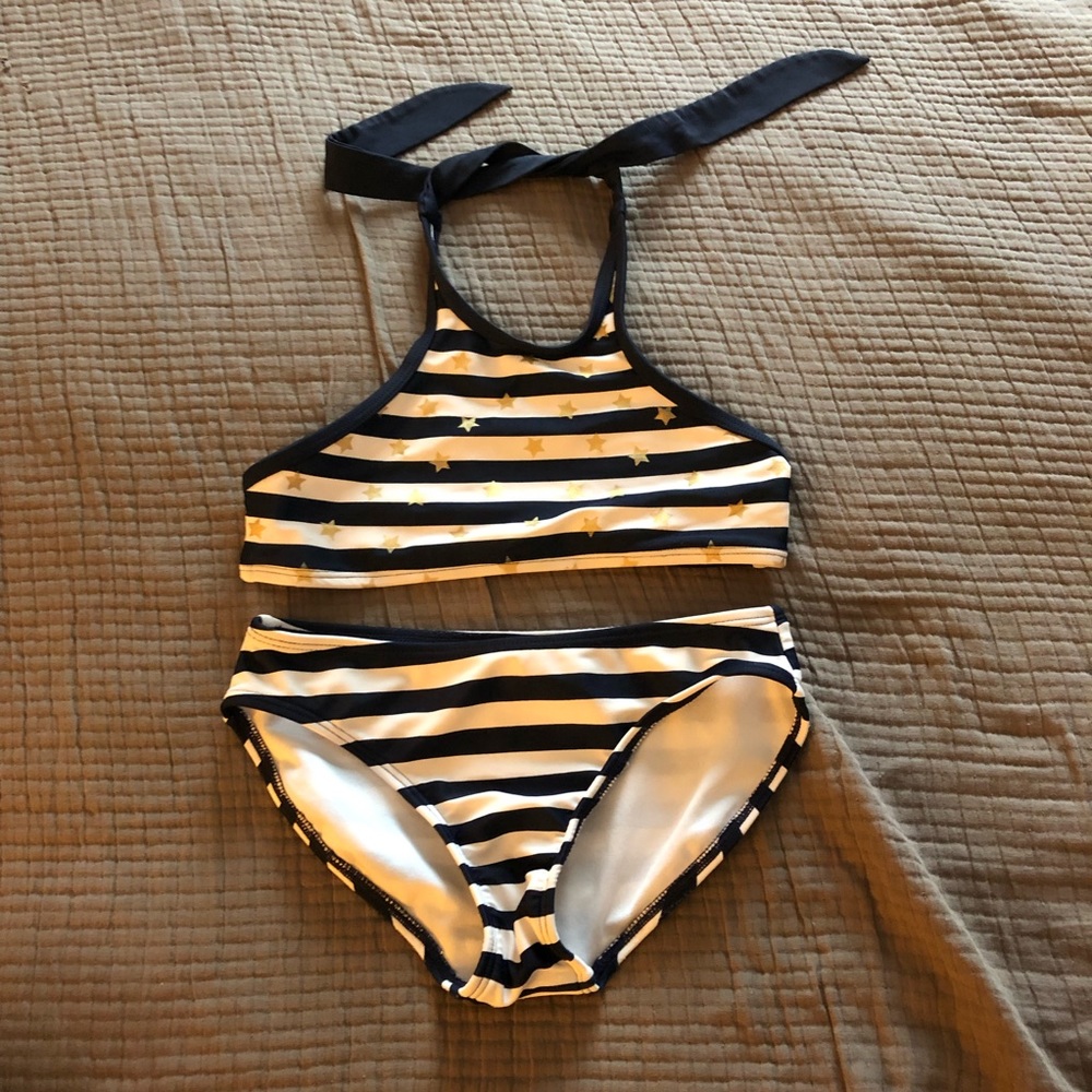 Cute Girls 2-piece swum, navy & white, size S